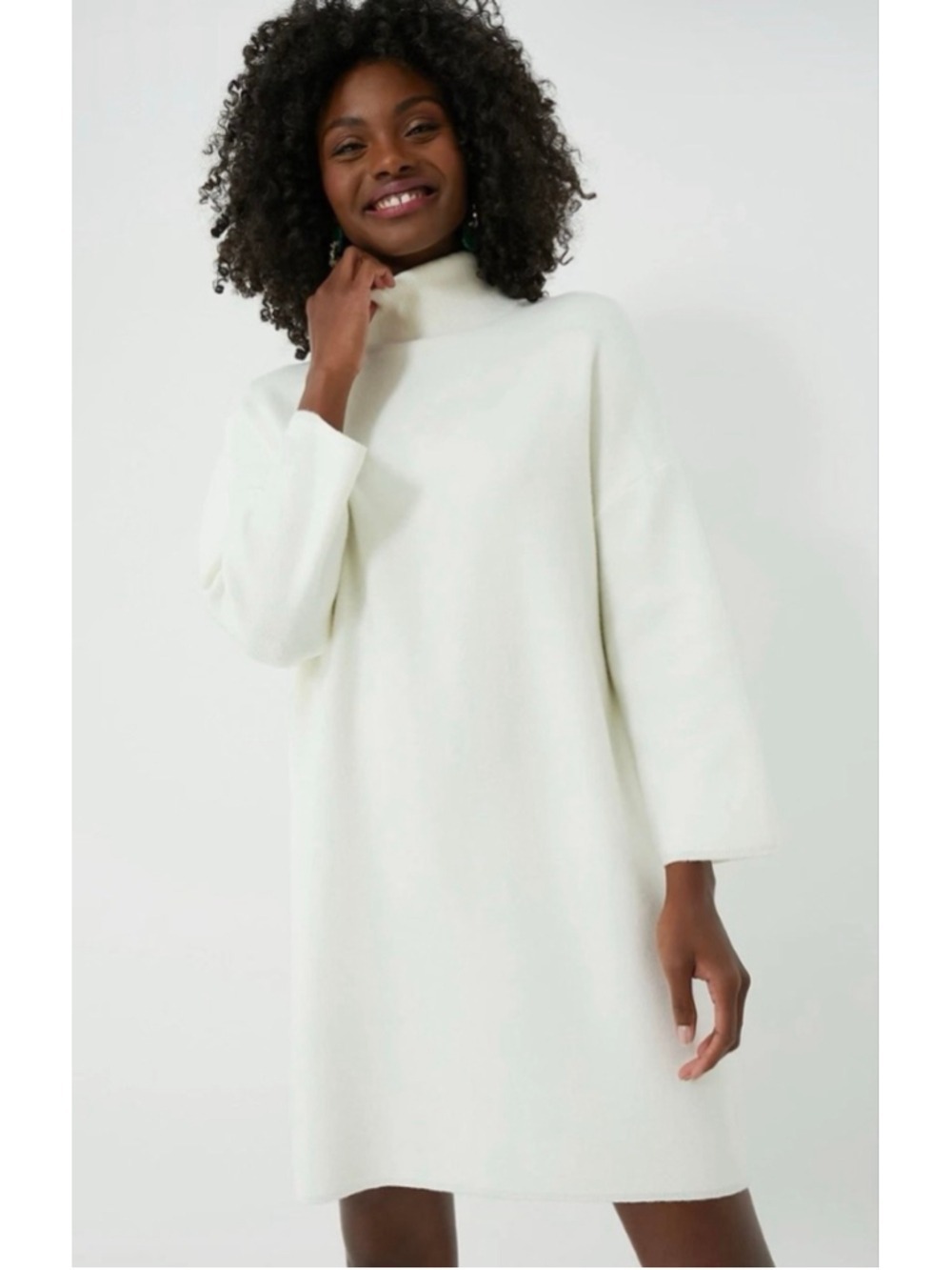 NWT TuckernuckPomander Place White Nior Vivienne Turtleneck Knit Sweater Dress M